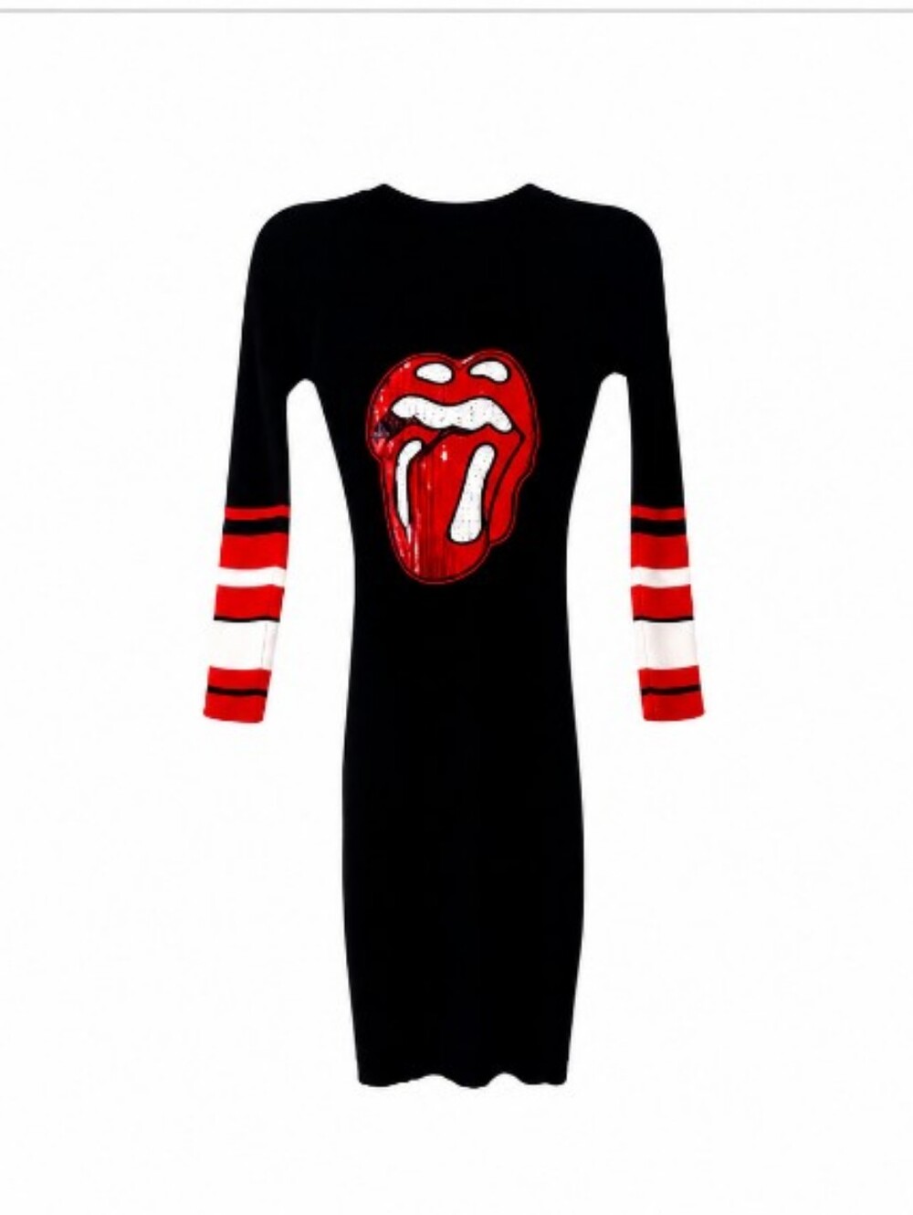 The Rolling Stones Sequin Logo Mini Sweater Dress Women S/M Stretch Concert Wear